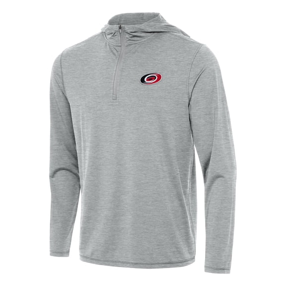 Men's Antigua Heather Gray Carolina Hurricanes Tidy Quarter-Zip Hoodie
