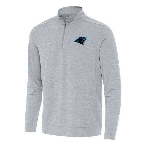 Men's Antigua Heather Gray Carolina Panthers Bright Quarter-Zip Top
