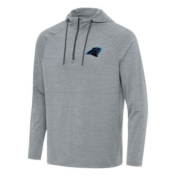 Men's Antigua  Heather Gray Carolina Panthers Spikes Quarter-Zip Pullover Hoodie