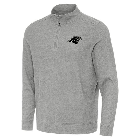 Men's Antigua Heather Gray Carolina Panthers Subtle Quarter-Zip Top