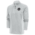 thumbnail image 1 of Men's Antigua Heather Gray Charlotte FC Brushed Metallic Logo Course Quarter-Zip Pullover Top, 1 of 1