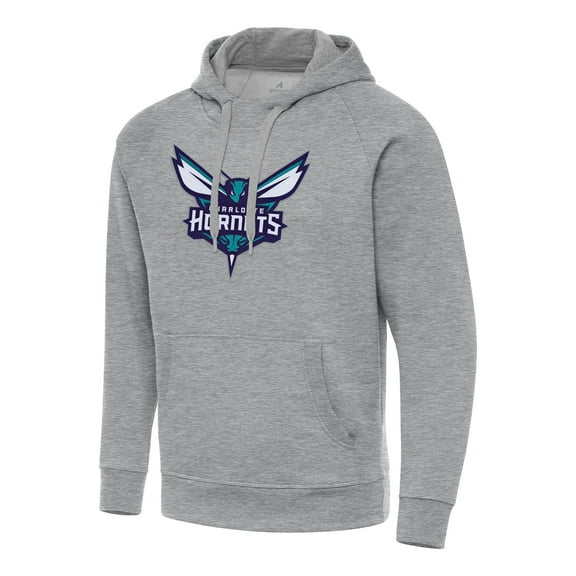 Men's Antigua Heather Gray Charlotte Hornets Big & Tall Victory Raglan Pullover Hoodie