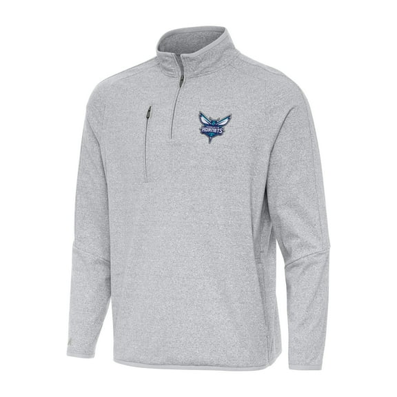 Men's Antigua Heather Gray Charlotte Hornets Certain Quarter-Zip Tri-Blend Sweatshirt