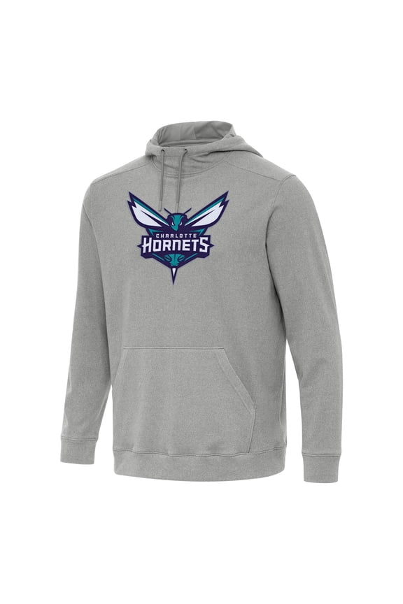 Men's Antigua Heather Gray Charlotte Hornets Cloud Pullover Hoodie