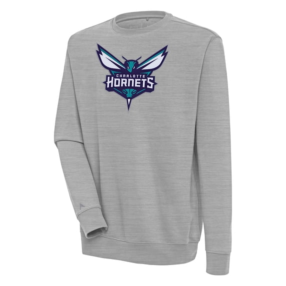 Men's Antigua Heather Gray Charlotte Hornets Victory Pullover Sweatshirt