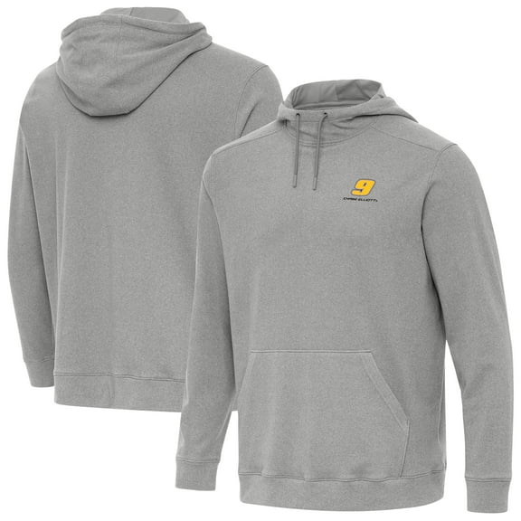 Men's-Antigua  Heather Gray Chase Elliott Cloud Pullover Hoodie