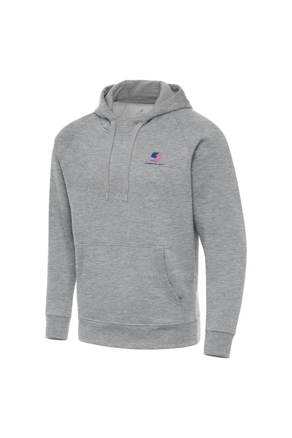 Men's-Antigua Heather Gray Chase Elliott Fleece Victory Pullover Hoodie