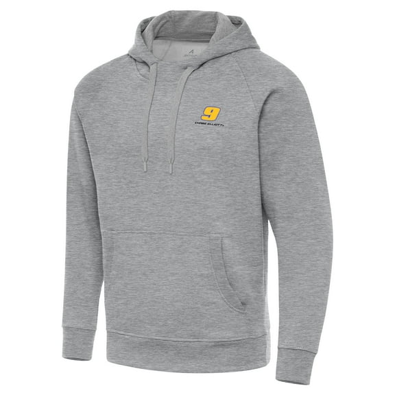 Men's Antigua Heather Gray Chase Elliott Victory Pullover Hoodie