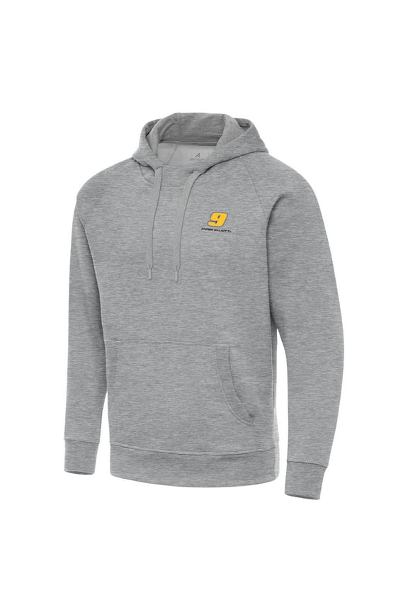 Men's Antigua Heather Gray Chase Elliott Victory Pullover Hoodie