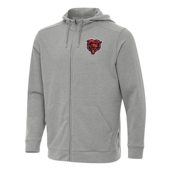 Men's Antigua Heather Gray Chicago Bears Effortless Full-Zip Hoodie