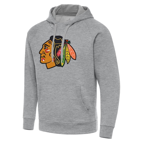 Men's Antigua Heather Gray Chicago Blackhawks Big & Tall Victory Pullover Hoodie