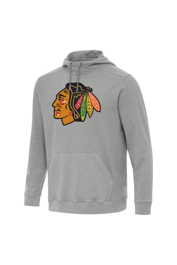 Men's Antigua Heather Gray Chicago Blackhawks Cloud Pullover Hoodie