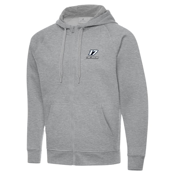 Men's-Antigua Heather Gray Chris Buescher Victory Full-Zip Hoodie