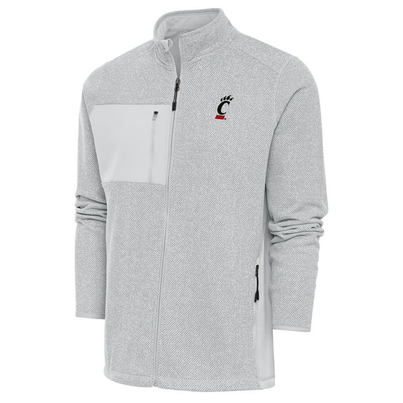 Men's Antigua Heather Gray Cincinnati Bearcats Course Full-Zip Jacket
