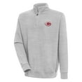thumbnail image 1 of Men's Antigua  Heather Gray Cincinnati Reds Victory Quarter-Zip Pullover Top, 1 of 1