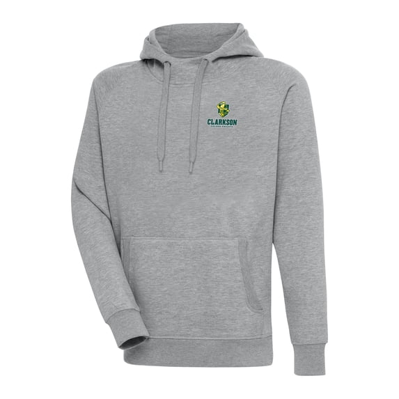 Men's Antigua Heather Gray Clarkson Golden Knights Victory Pullover Hoodie