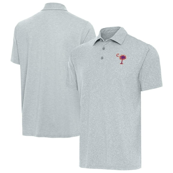 Men's Antigua  Heather Gray Clemson Tigers Palmetto Series Tall Par 3 Polo