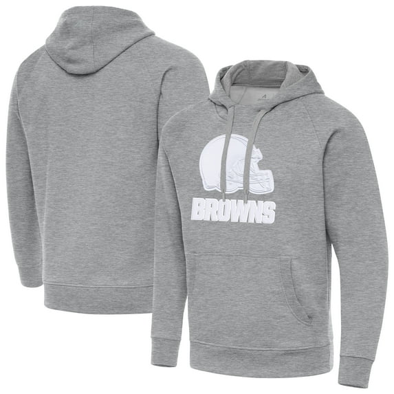 Men's Antigua Heather Gray Cleveland Browns Victory Pullover Hoodie