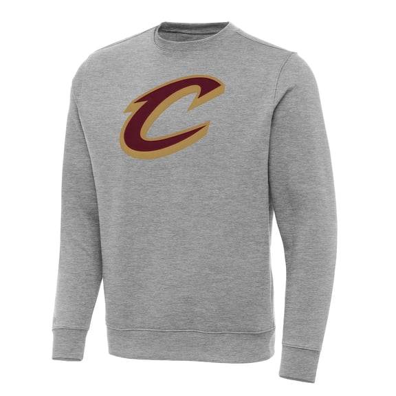 Men's Antigua Heather Gray Cleveland Cavaliers Big & Tall Victory Crew Neck Pullover Sweatshirt