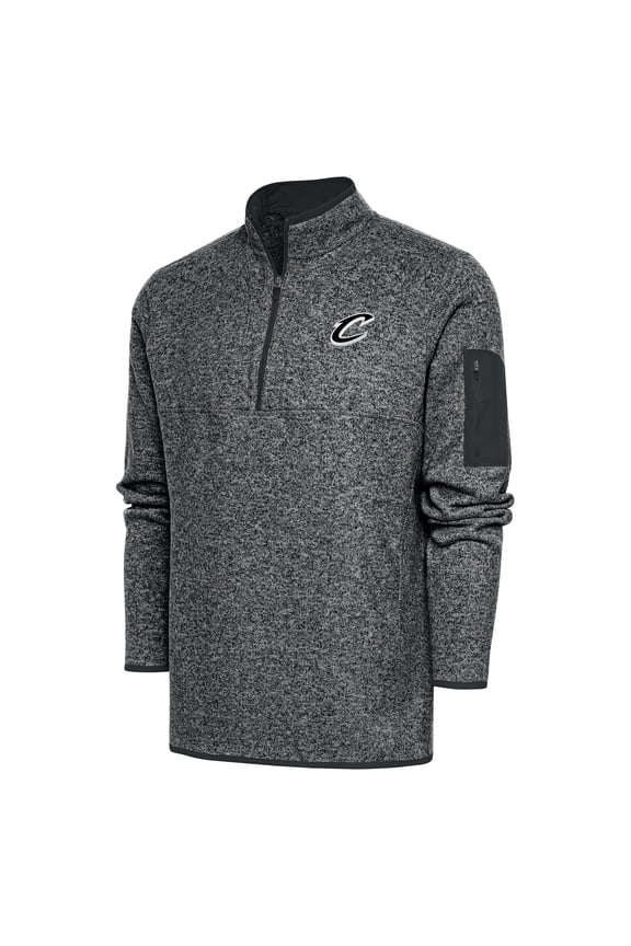 Men's Antigua Heather Gray Cleveland Cavaliers Metallic Logo Big & Tall Fortune Quarter-Zip Jacket
