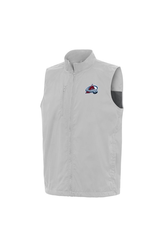Men's Antigua Heather Gray Colorado Avalanche Brisk Full-Zip Vest