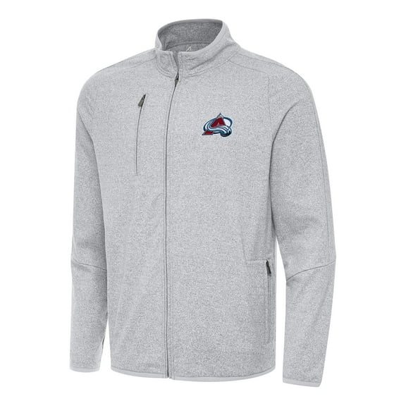 Men's Antigua Heather Gray Colorado Avalanche Hold-Up Full-Zip Tri-Blend Jacket