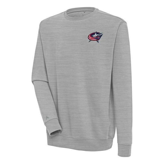 Men's Antigua Heather Gray Columbus Blue Jackets Victory Pullover Sweatshirt
