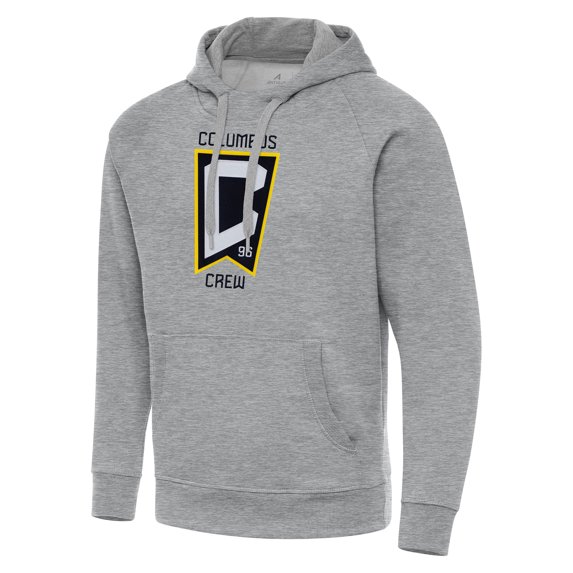 Men's Antigua Heather Gray Columbus Crew Big & Tall Team Crest Victory Raglan Pullover Hoodie
