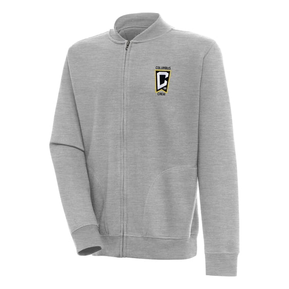 Men's Antigua Heather Gray Columbus Crew Victory Full-Zip Jacket