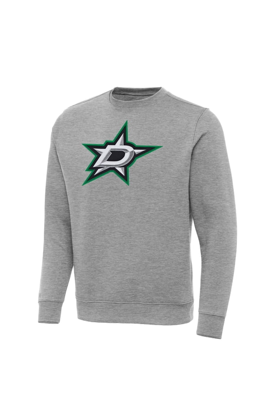Men's Antigua Heather Gray Dallas Stars Big & Tall Victory Crewneck Pullover Sweatshirt