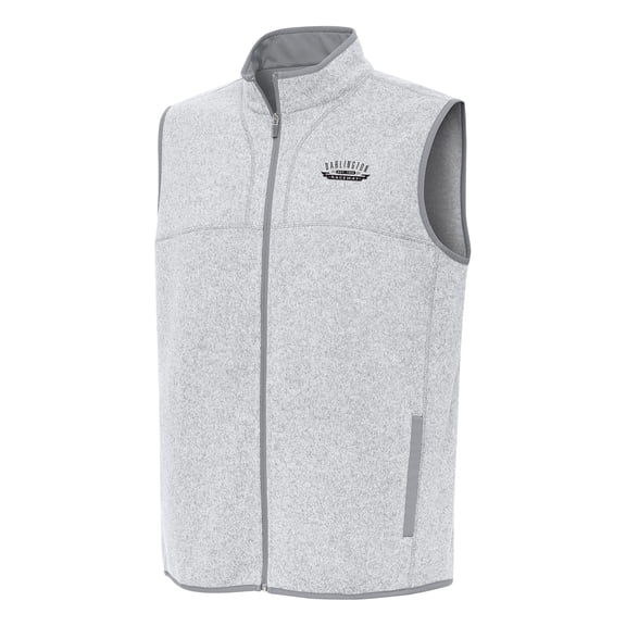 Men's-Antigua Heather Gray Darlington Raceway Fortune Full-Zip Vest