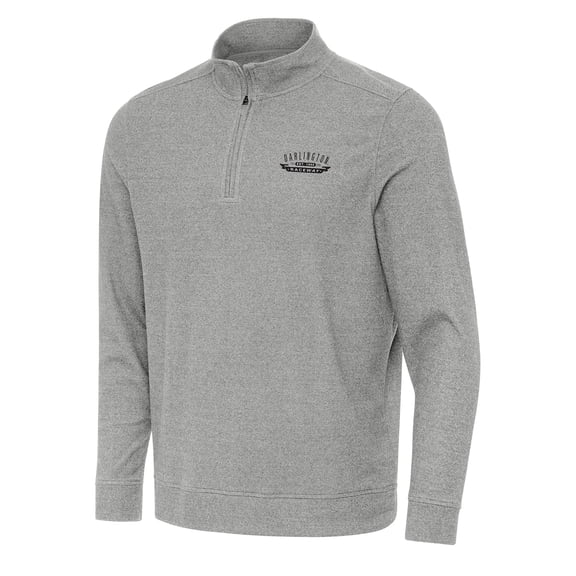 Men's Antigua Heather Gray Darlington Raceway Subtle 1/4 Zip Pullover Direct to Film