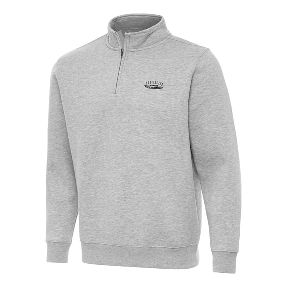 Men's Antigua Heather Gray Darlington Raceway Victory Quarter-Zip Pullover Top