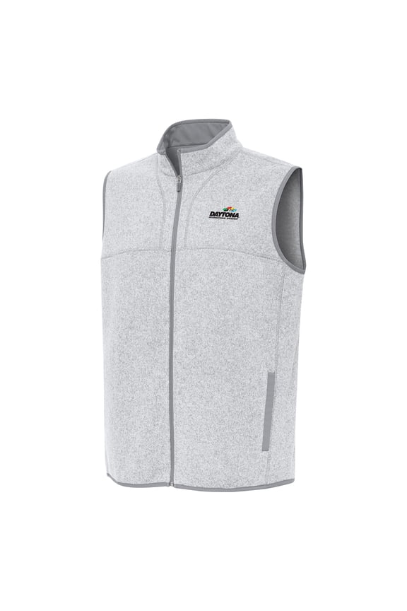 Men's-Antigua Heather Gray Daytona International Speedway Fortune Full-Zip Vest