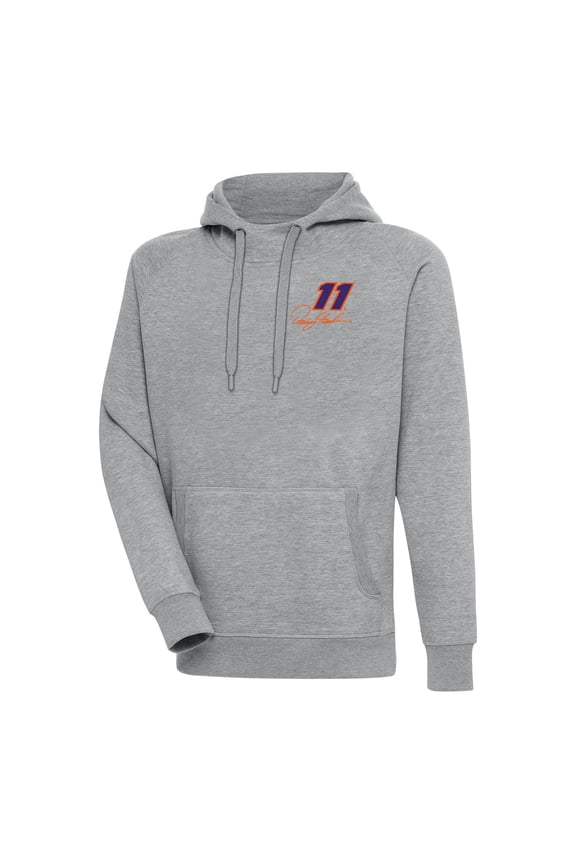 Men's Antigua Heather Gray Denny Hamlin Victory Pullover Hoodie