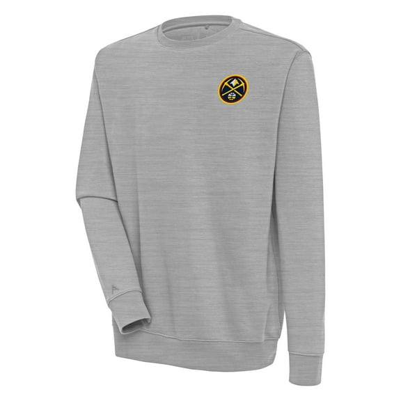 Men's Antigua Heather Gray Denver Nuggets Victory Pullover Sweatshirt