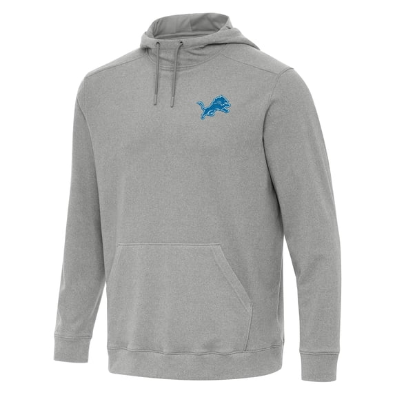Men's Antigua Heather Gray Detroit Lions Cloud Pullover Hoodie