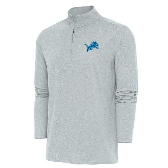 Men's Antigua Heather Gray Detroit Lions Hunk Quarter-Zip Pullover Top