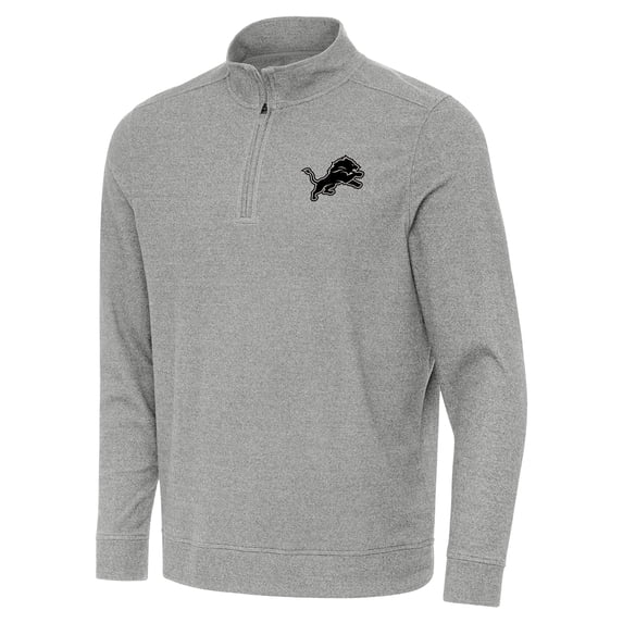 Men's Antigua Heather Gray Detroit Lions Subtle Quarter-Zip Top
