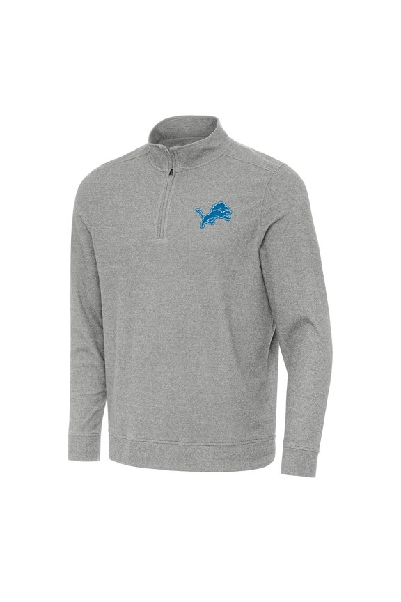 Men's Antigua Heather Gray Detroit Lions Subtle Quarter-Zip Top
