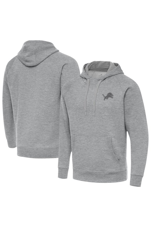 Men's Antigua Heather Gray Detroit Lions Victory Hoodie