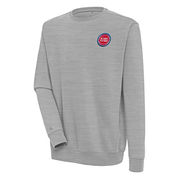 Men's Antigua  Heather Gray Detroit Pistons Victory Pullover Sweatshirt
