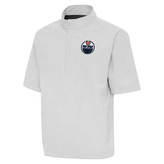 Men's Antigua Heather Gray Edmonton Oilers Brisk Quarter-Zip Windbreaker