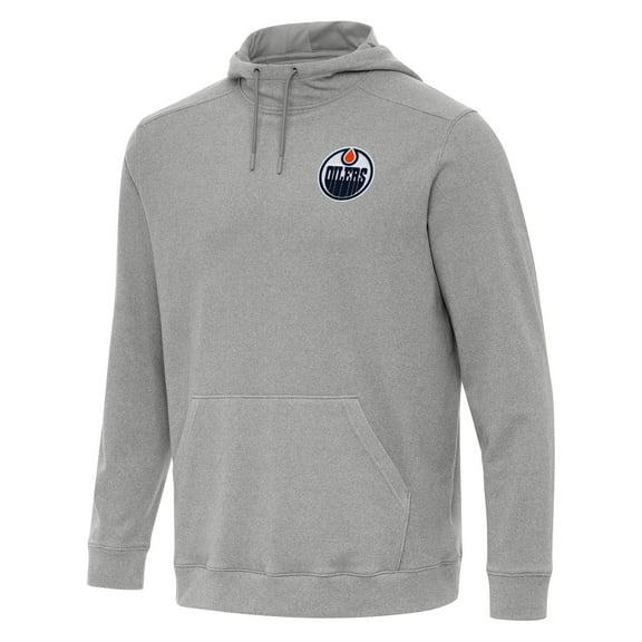 Men's Antigua Heather Gray Edmonton Oilers Cloud Pullover Hoodie