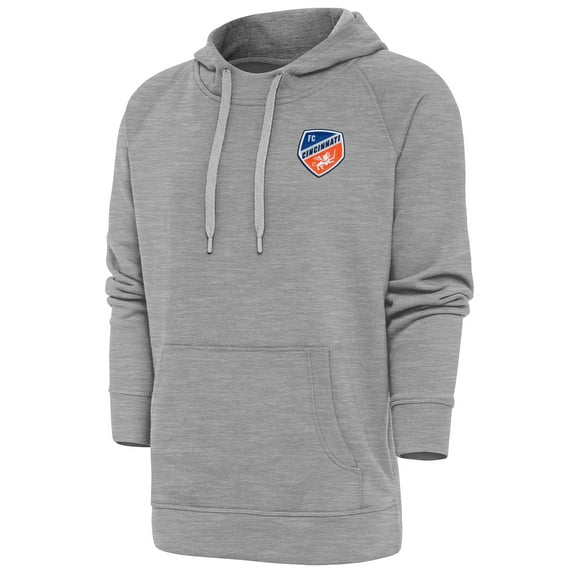 Men's Antigua Heather Gray FC Cincinnati Logo Victory Pullover Hoodie