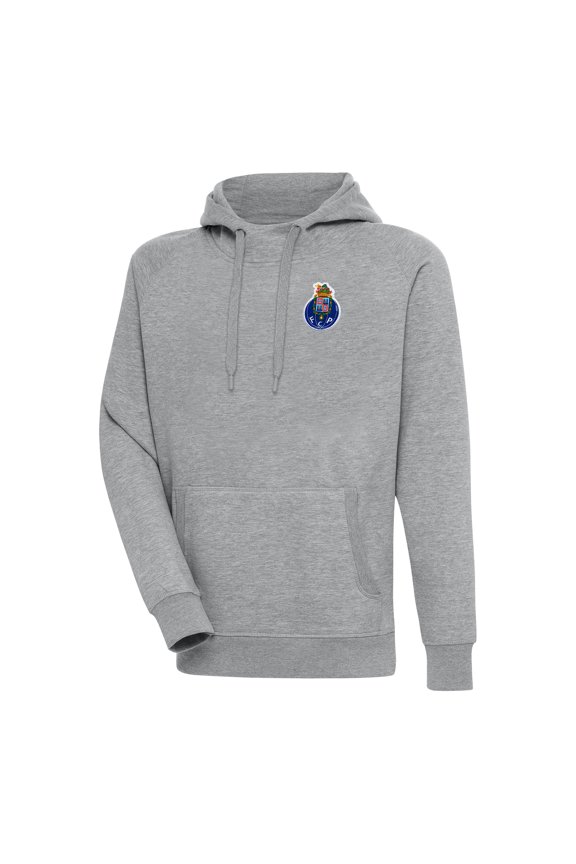 Men's Antigua Heather Gray FC Porto Takeover Raglan Pullover Hoodie