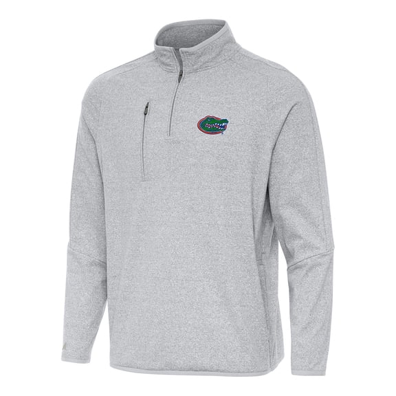 Men's Antigua Heather Gray Florida Gators Certain Quarter-Zip Tri-Blend Sweatshirt