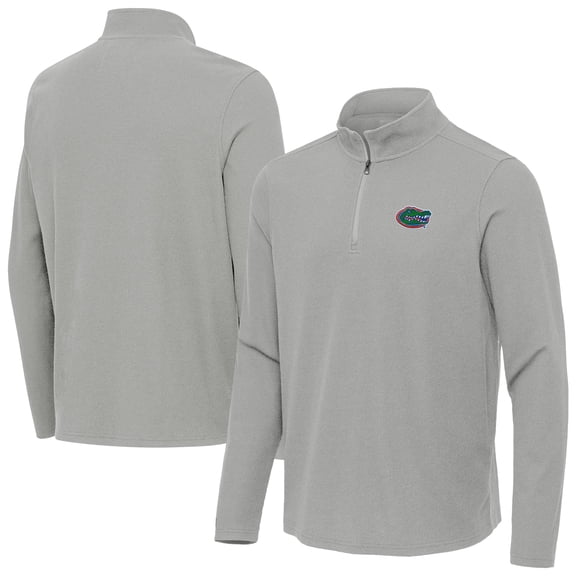 Men's Antigua Heather Gray Florida Gators Sync Quarter-Zip Waffle-Knit Tri-Blend Pullover