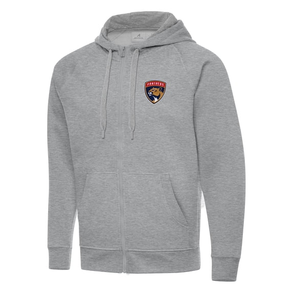 Men's Antigua Heather Gray Florida Panthers Big & Tall Victory Full-Zip Hoodie