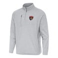 thumbnail image 1 of Men's Antigua Heather Gray Florida Panthers Certain Quarter-Zip Tri-Blend Sweatshirt, 1 of 1